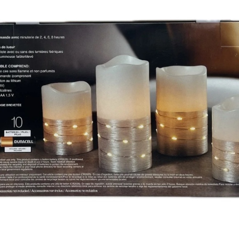 LED Flameless Candle Set - White and Silver